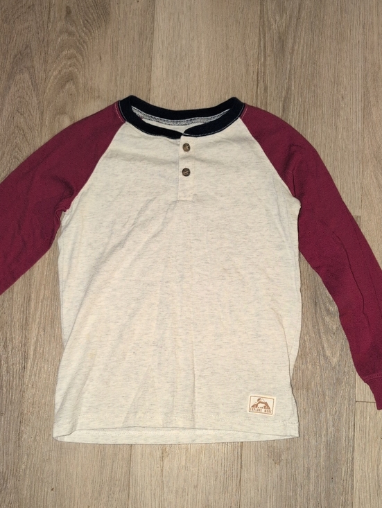 Carter's Other - Carter's Cream Henley with Burgundy Raglan Sleeves